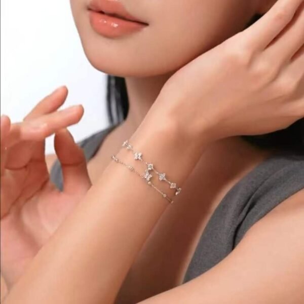 【LULLE】「Fleur de Rosée（フルール・ド・ロゼ）」2連フラワーブレスレット Silver925 華奢 大人可愛い