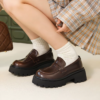 【本牛革】厚底クラシックコインローファー（美脚・軽量トラックソール）